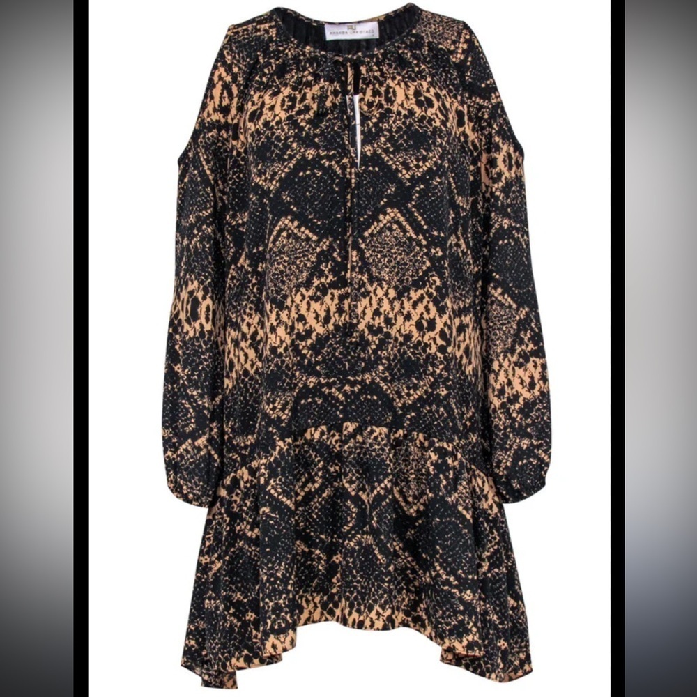 Amanda Uprichard Tan & Black Snake Skin Print Dress Sz S from Revolve